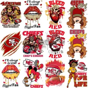 20 SuperBowl 2024 Football Teams Chiefs vs 49ers Designs Bundle PNG