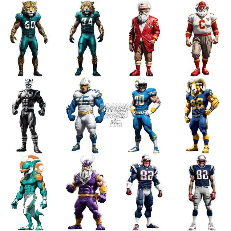 24 Football Teams Mascots Designs Bundle PNG   PSD