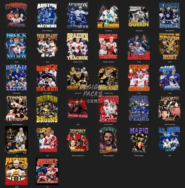 29 Ice Hockey Bootleg Designs Bundle PNG