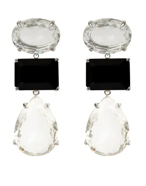 4-in-1 Onyx & Quartz Earrings