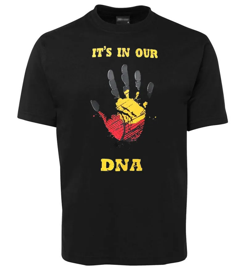 Aboriginal Flag In Our DNA Hand Print Adults T-Shirt (Black) *End of Stock*