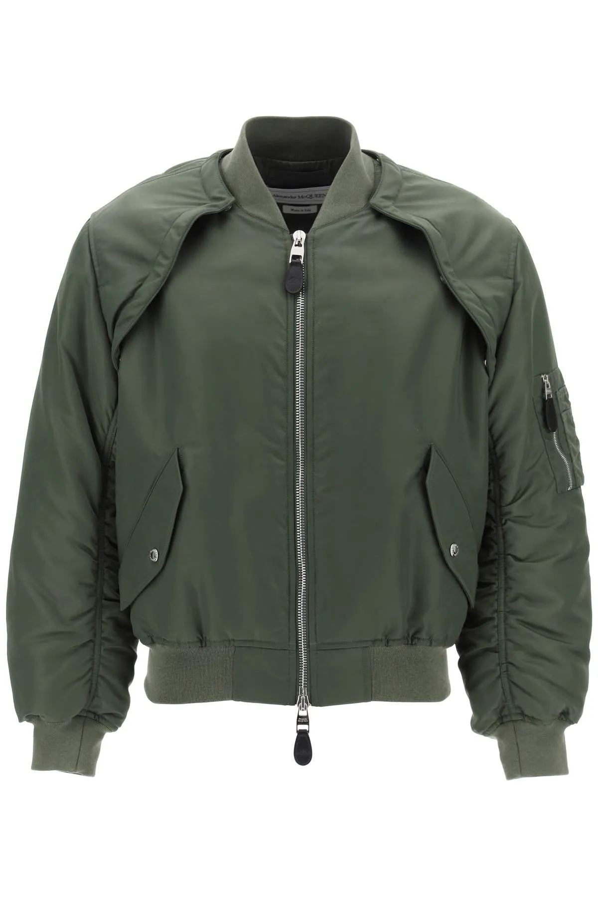 Alexander mcqueen convertible bomber jacket in nylon satin