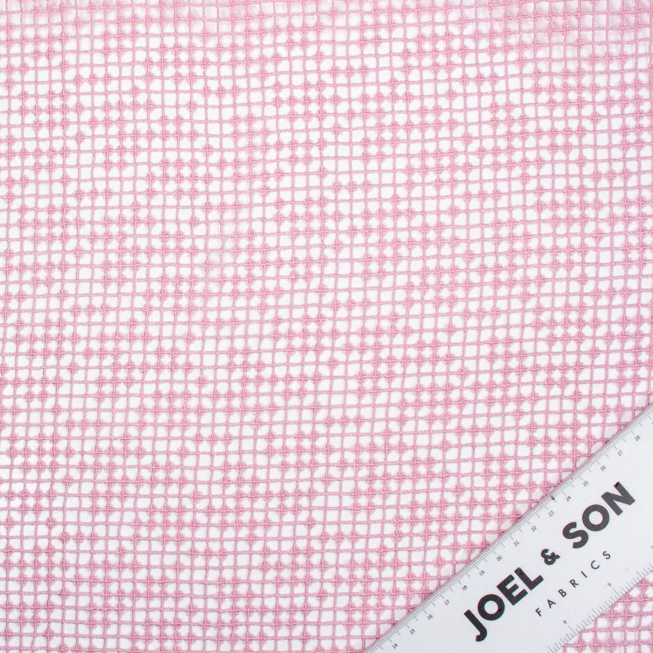 Baby Pink Grid Guipure Lace