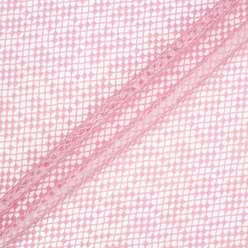 Baby Pink Grid Guipure Lace