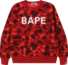 BAPE Color Camo Crystal Stone Relaxed Fit Crewneck 'Red' Sweatshirt, Red