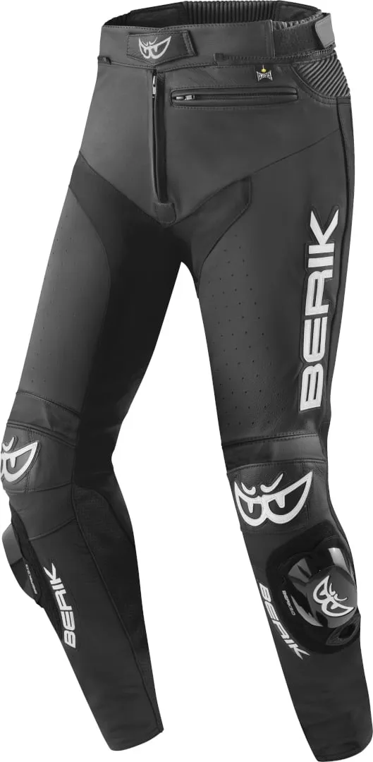 Berik Track Adjustable Waist Motorcycle Leather Pants, Black