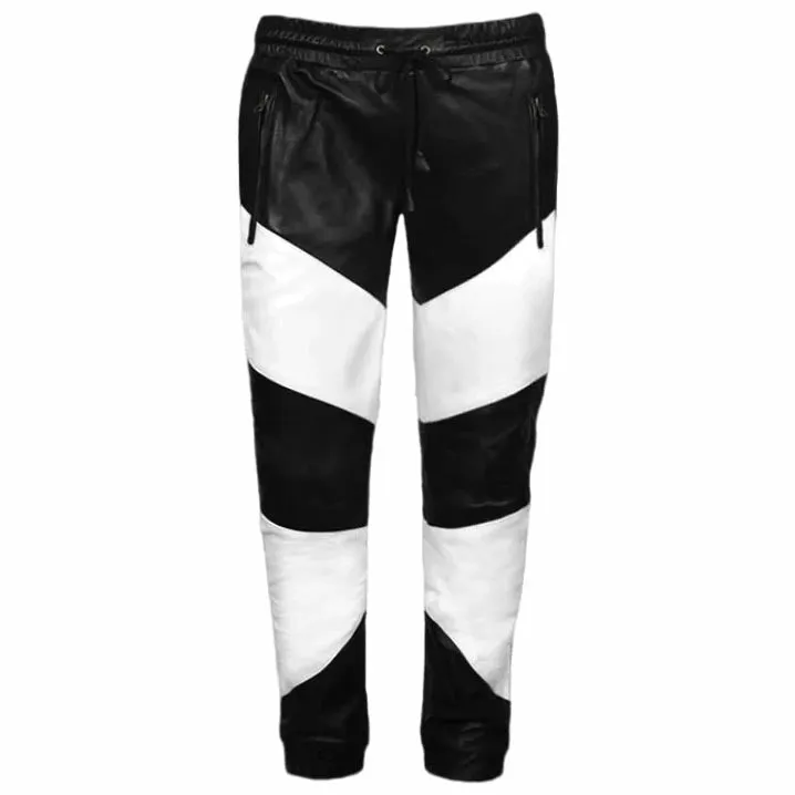 Black & White Leather Pant for Men