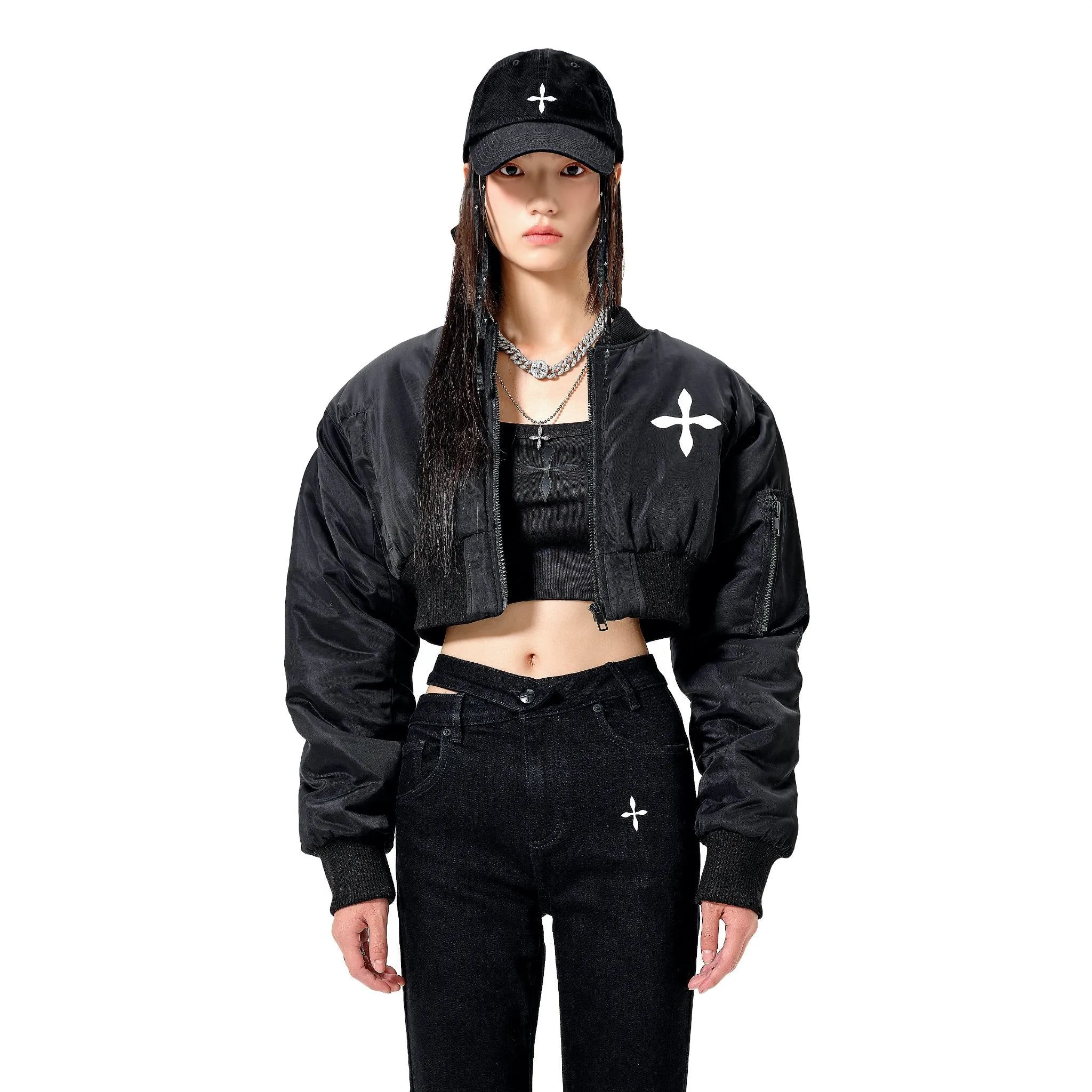 Black Compass Logo Bomber Jacket