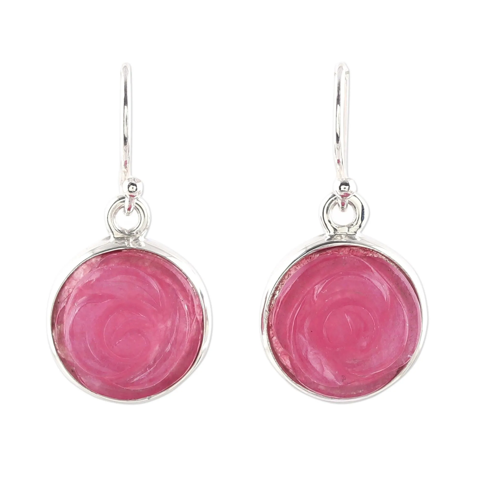 Blissful Rose Rose Flower Quartz Dangle Earrings from India