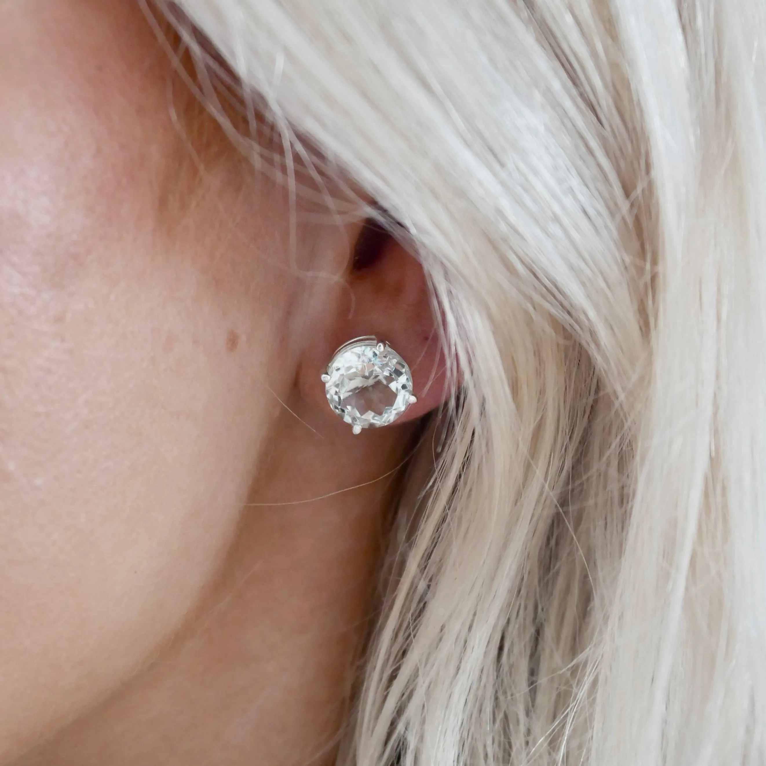 Clear Quartz Stud Earrings