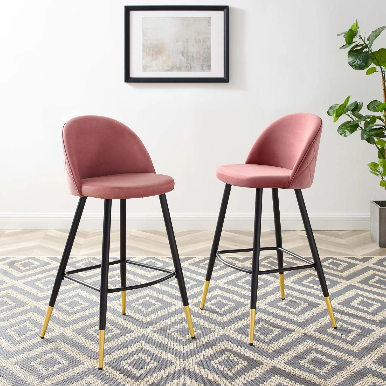 Cordial Performance Velvet Bar Stools - Set of 2