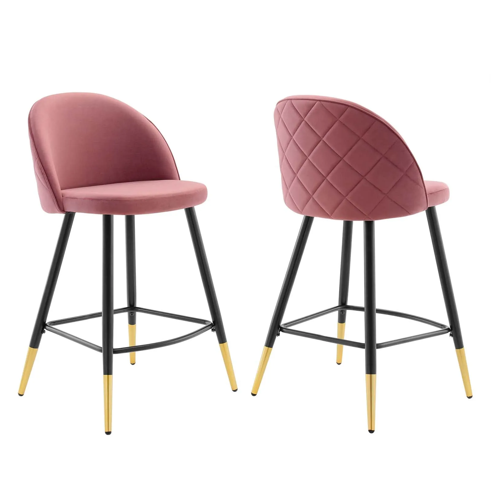 Cordial Performance Velvet Counter Stools - Set of 2