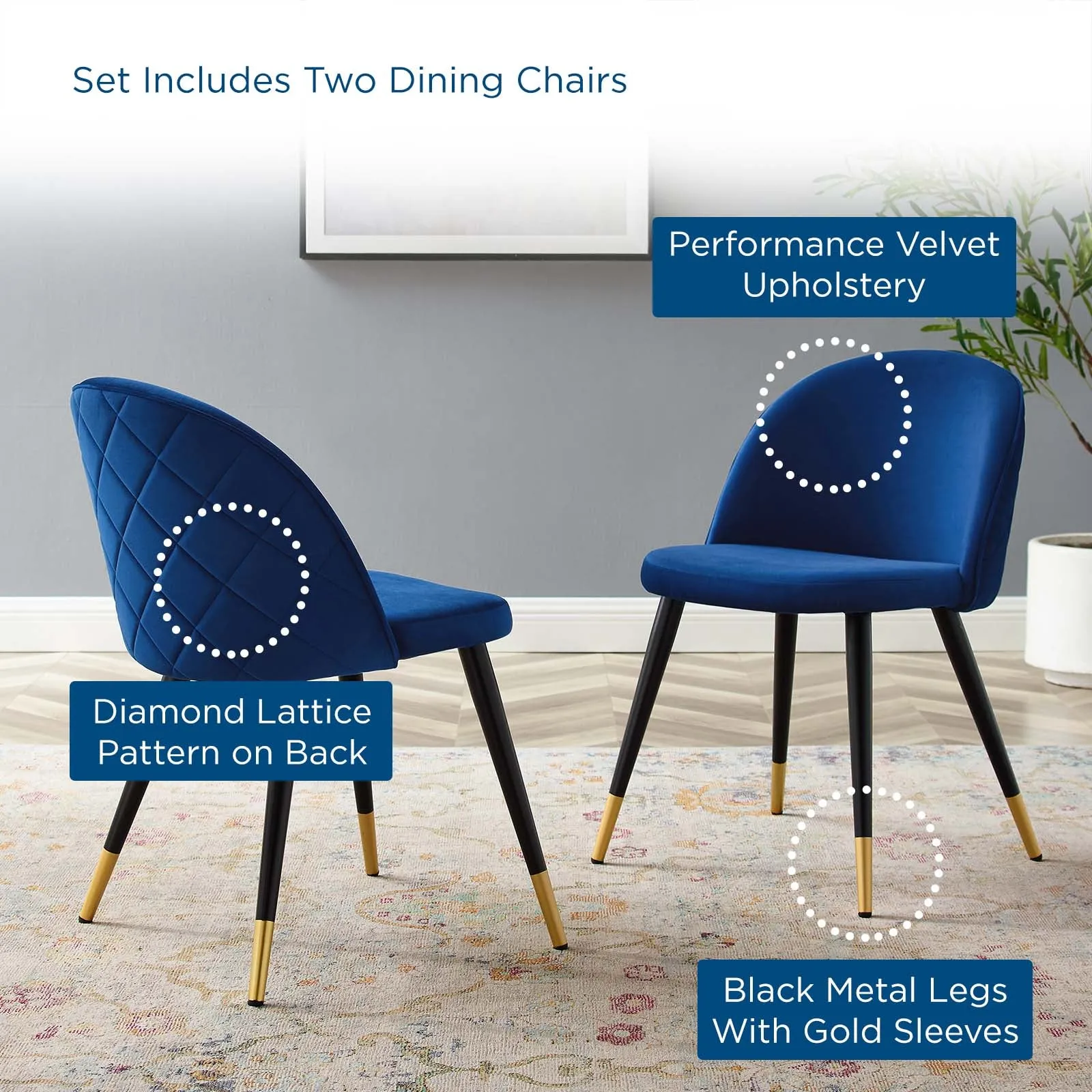 Cordial Performance Velvet Dining Chairs - Set of 2