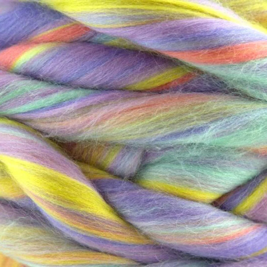 Cotton Candy Merino Wool Blend | 8 Ounces of Luxuriously Soft Multicolored Merino Wool Top