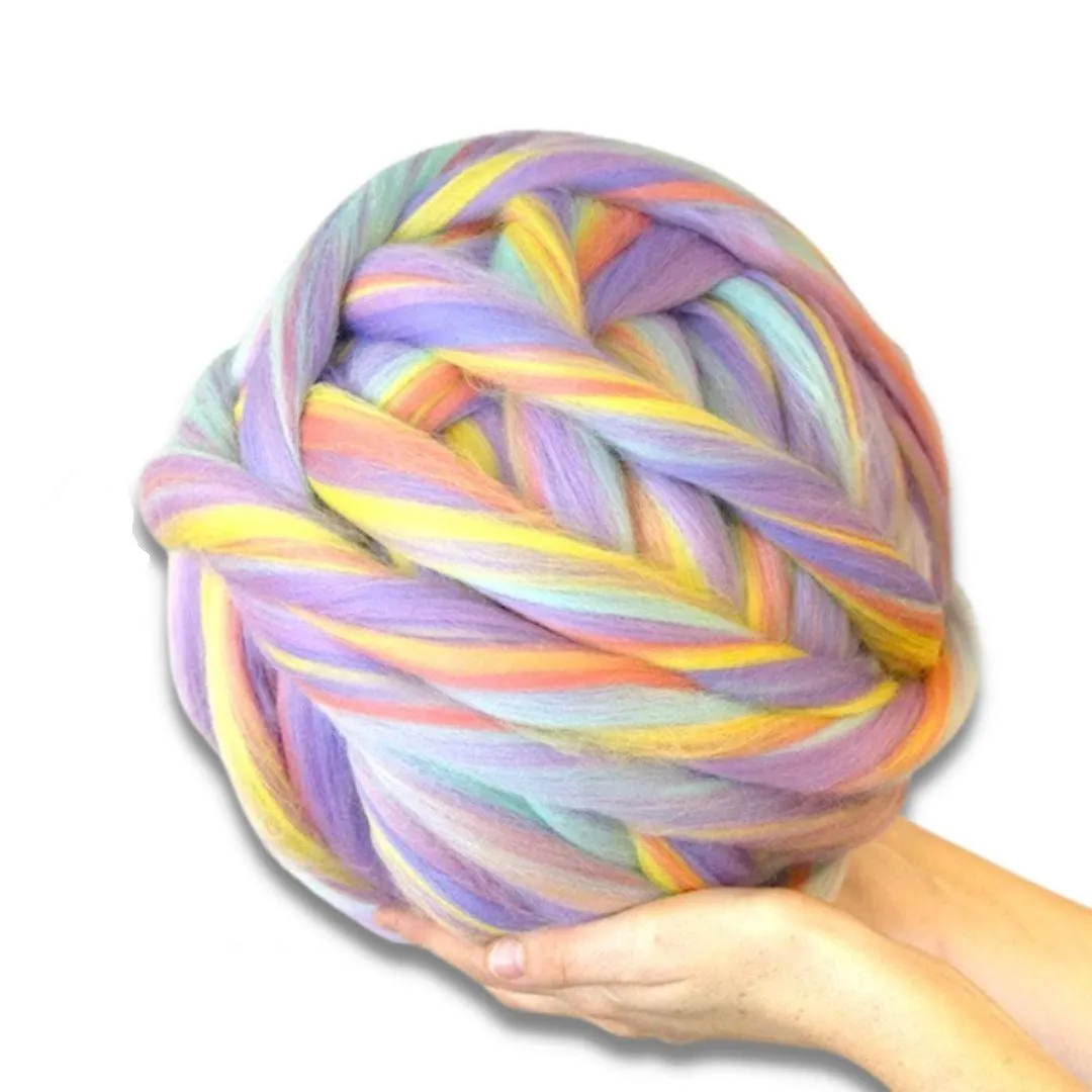 Cotton Candy Merino Wool Blend | 8 Ounces of Luxuriously Soft Multicolored Merino Wool Top