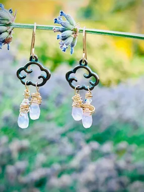 Em'z Blendz Rose Quartz Raindrops | Handcrafted Brass Earrings