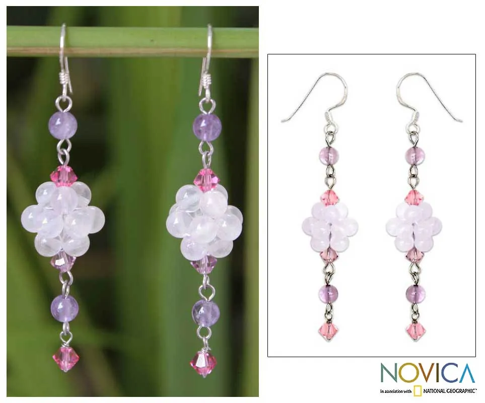 Enchanted Bloom Multi-Gem Quartz Dangle Earrings