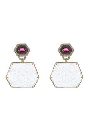 G-One Garnet Quartz Octagon Earrings