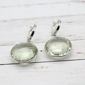 Green Quartz Bezel Set Drop Earrings