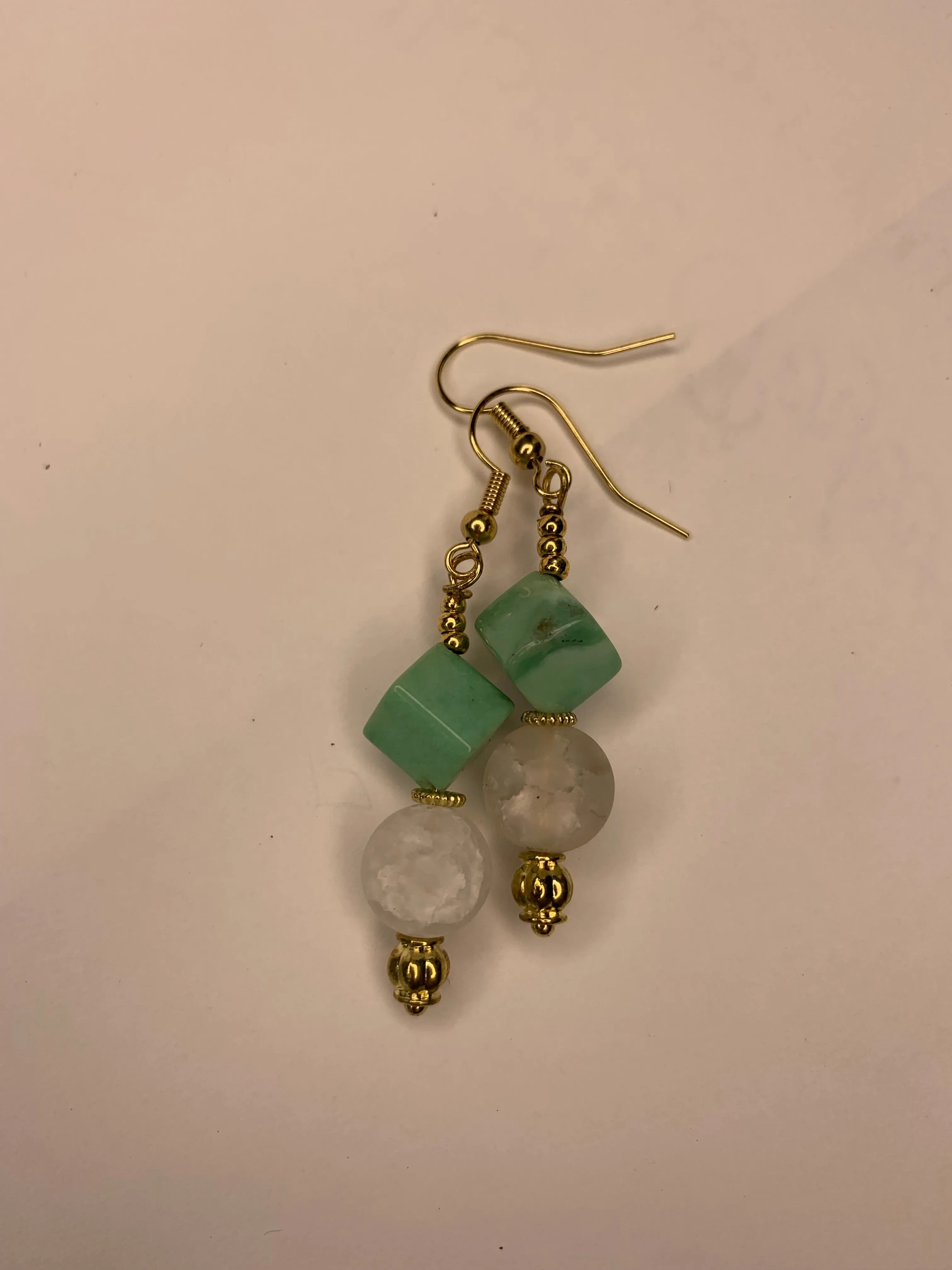 Green Turquoise & Quartz Earrings