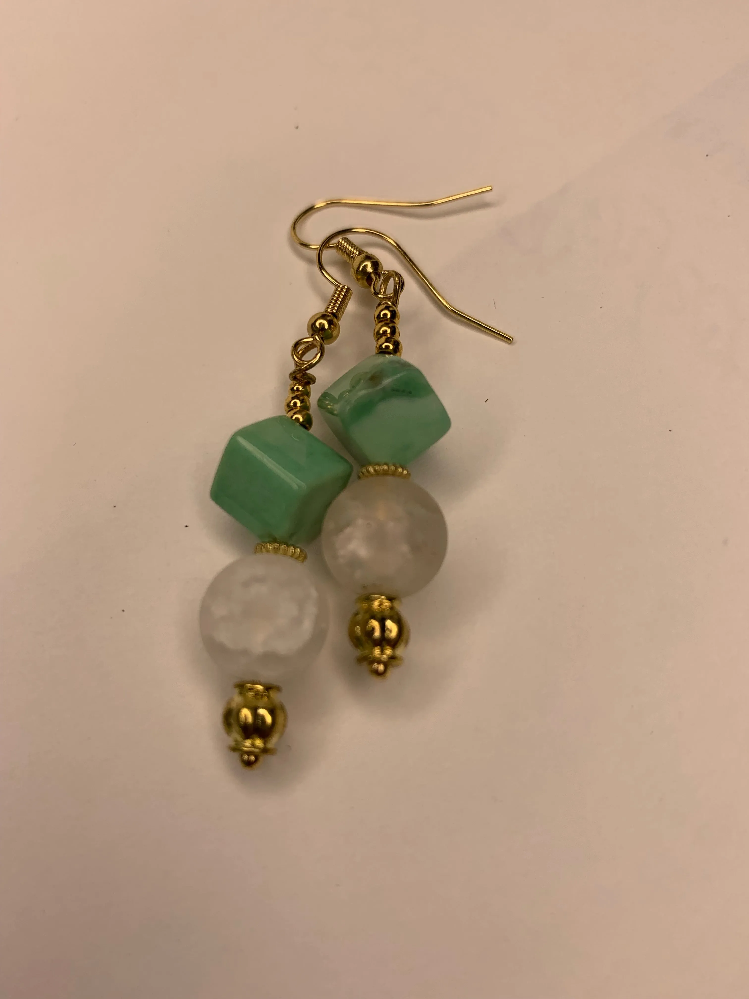 Green Turquoise & Quartz Earrings