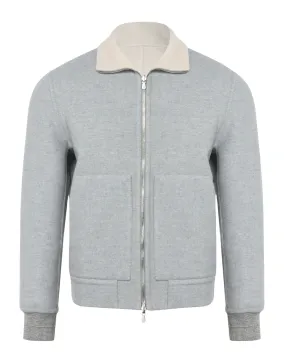 Grey Cashmere Bomber Jacket