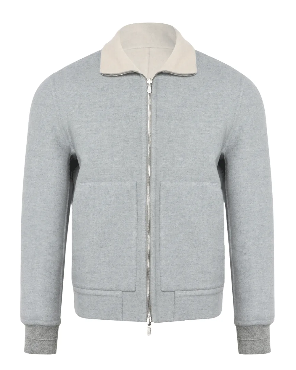 Grey Cashmere Bomber Jacket