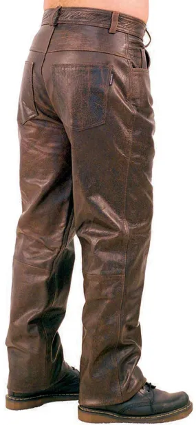 Heavy Retro Dark Brown Leather Pants #MP762N