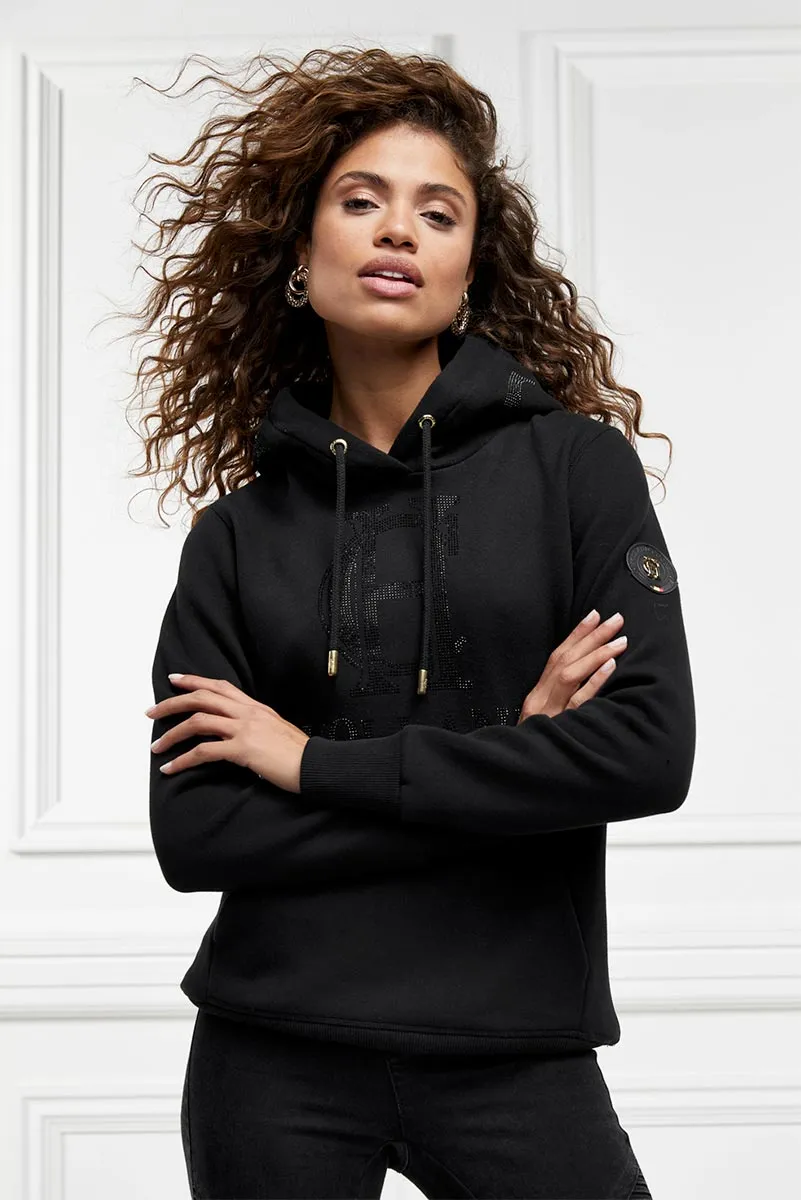 Holland Cooper Essential Ladies Hoodie Sweat Top in Black Sparkle