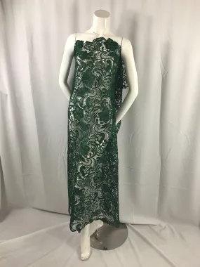 Hunter green floral guipure-chemical lace-dresses-fashion-apparel-nightgown-prom-decorations-sold by the yard.