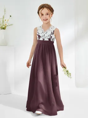 Lace Top Junior Bridesmaid Dresses Cabernet