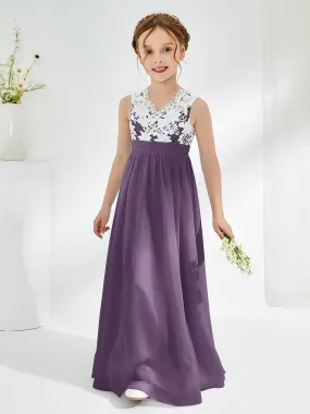 Lace Top Junior Bridesmaid Dresses Plum