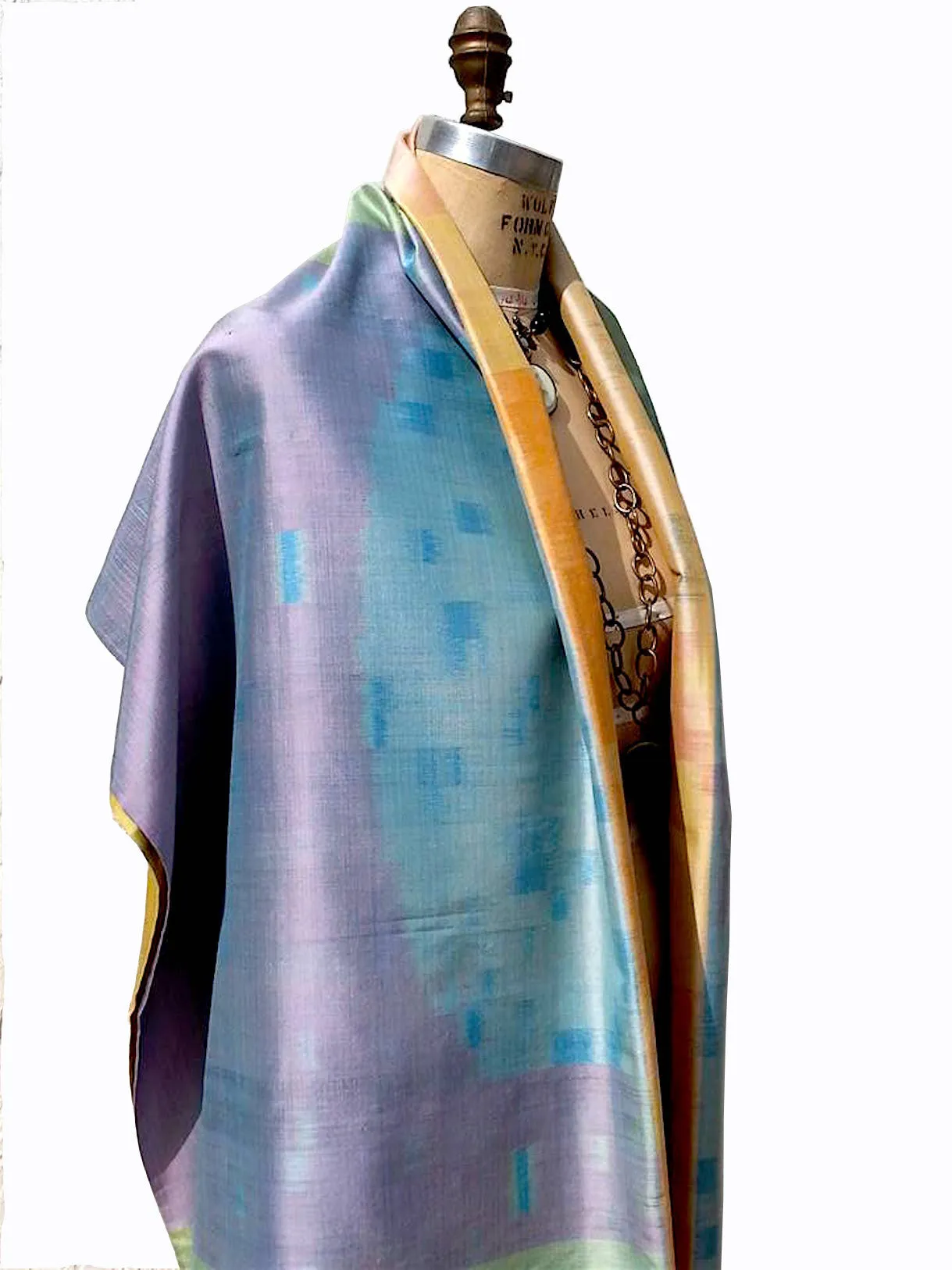 Large Silk Ikat Shawl Throw Pastel