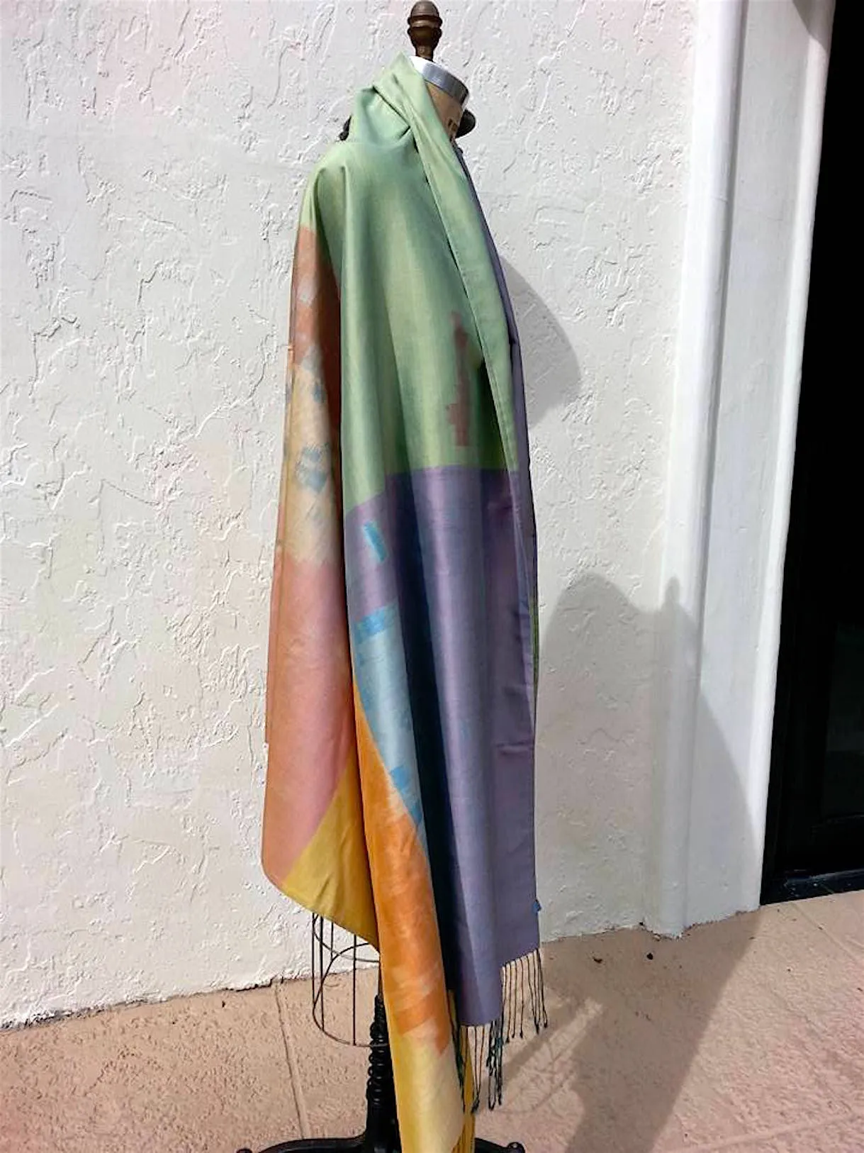 Large Silk Ikat Shawl Throw Pastel