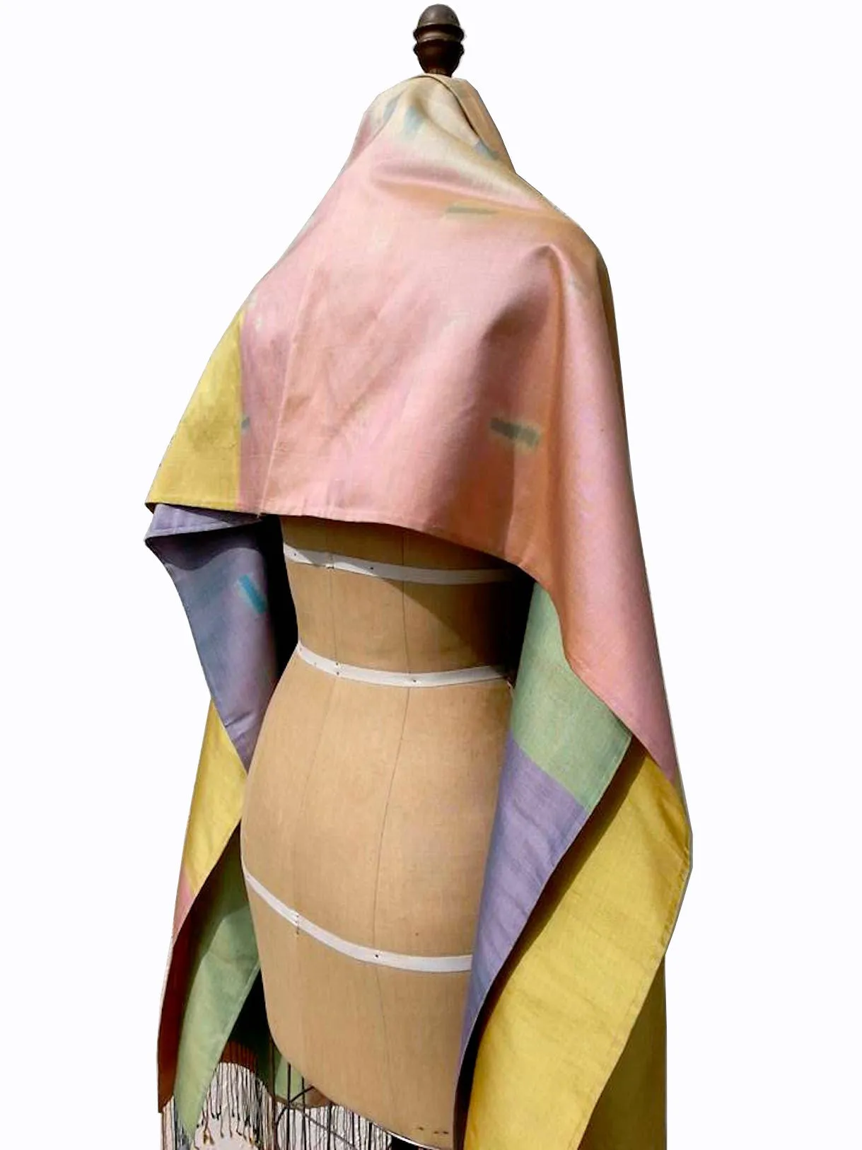 Large Silk Ikat Shawl Throw Pastel