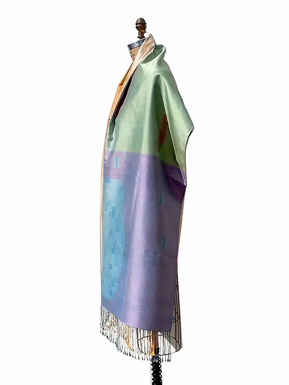 Large Silk Ikat Shawl Throw Pastel