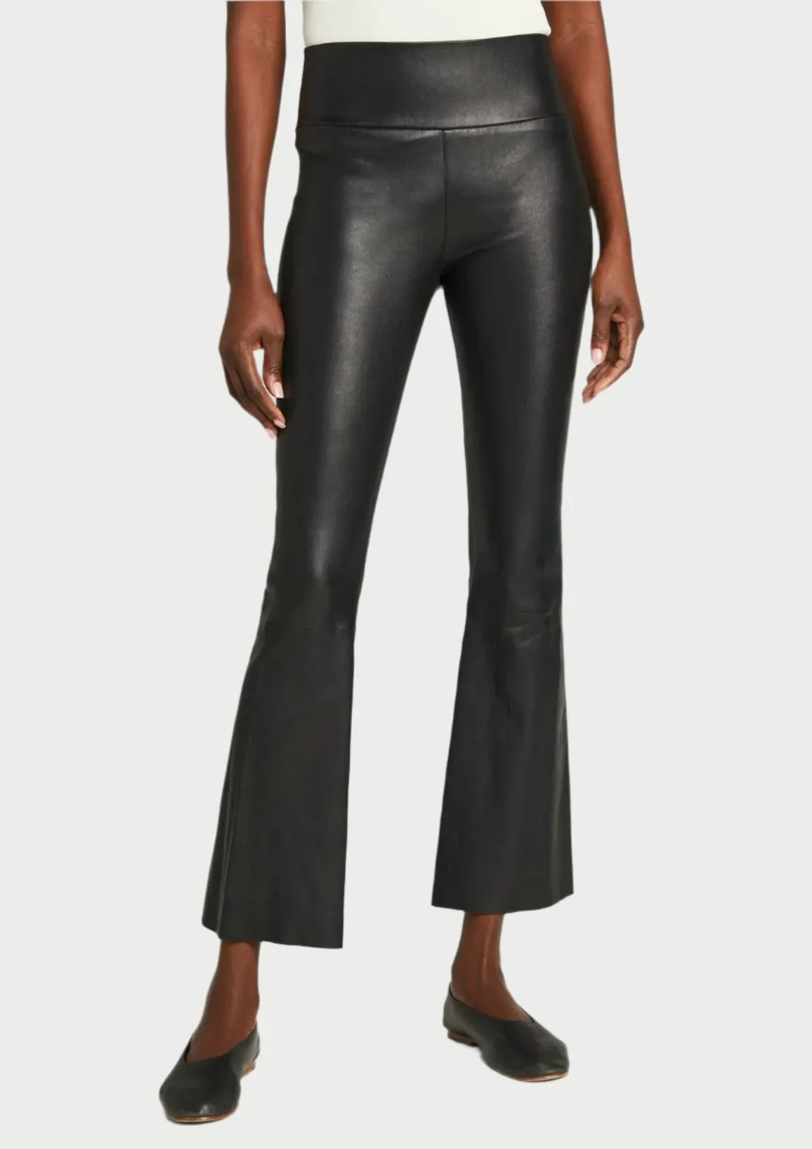 Leather Crop Flare Pants