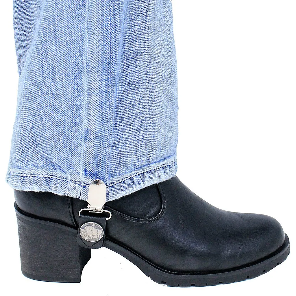 Leather Pants Stirrups w/Buffalo Nickels #APB100BUF