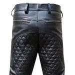 Mens Black Sheep Leather Quilted Design Pant Motorcycle Bikers Jeans - J9