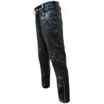 Mens Black Sheep Leather Quilted Design Pant Motorcycle Bikers Jeans - J9