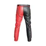 Mens New Style Bondage Pants Black & Red Leather Heavy Duty Jeans - R2