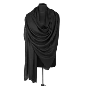 Metal Black Solid Woolen Shawl