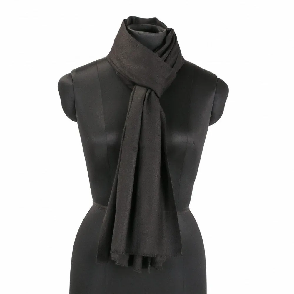 Metal Black Solid Woolen Shawl