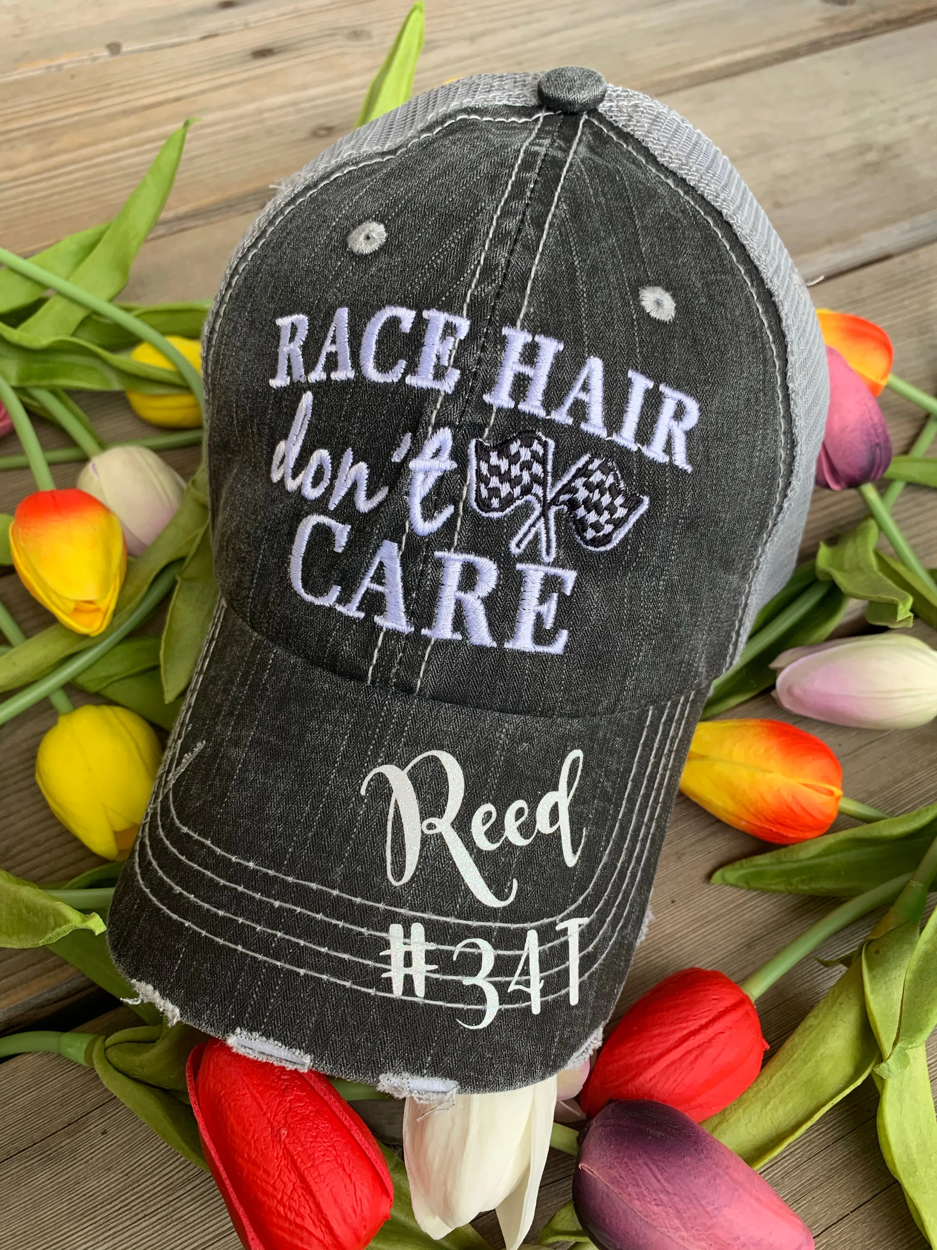 Motorcycle hats Biker hair dont care Embroidered trucker caps