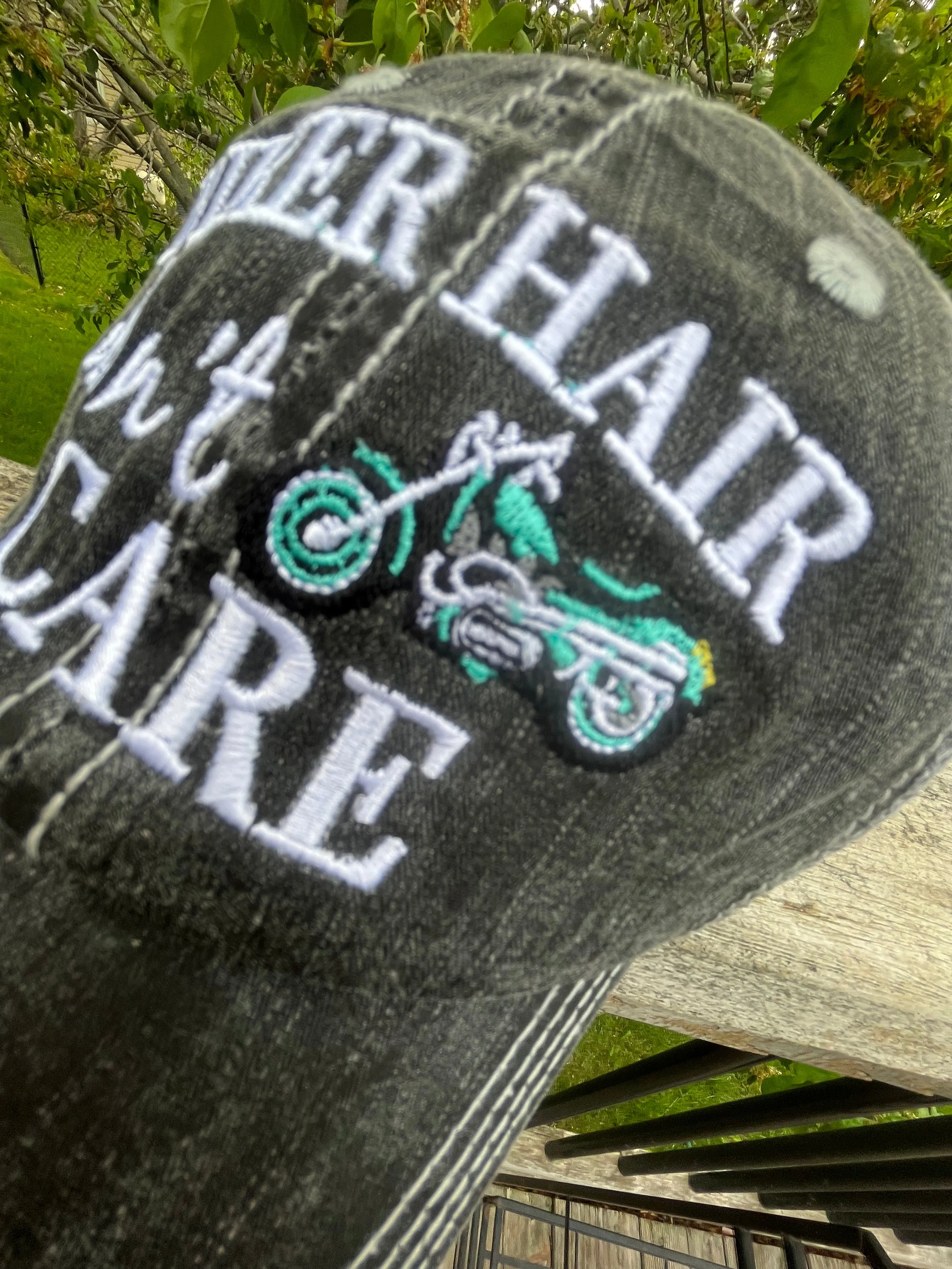 Motorcycle hats Biker hair dont care Embroidered trucker caps