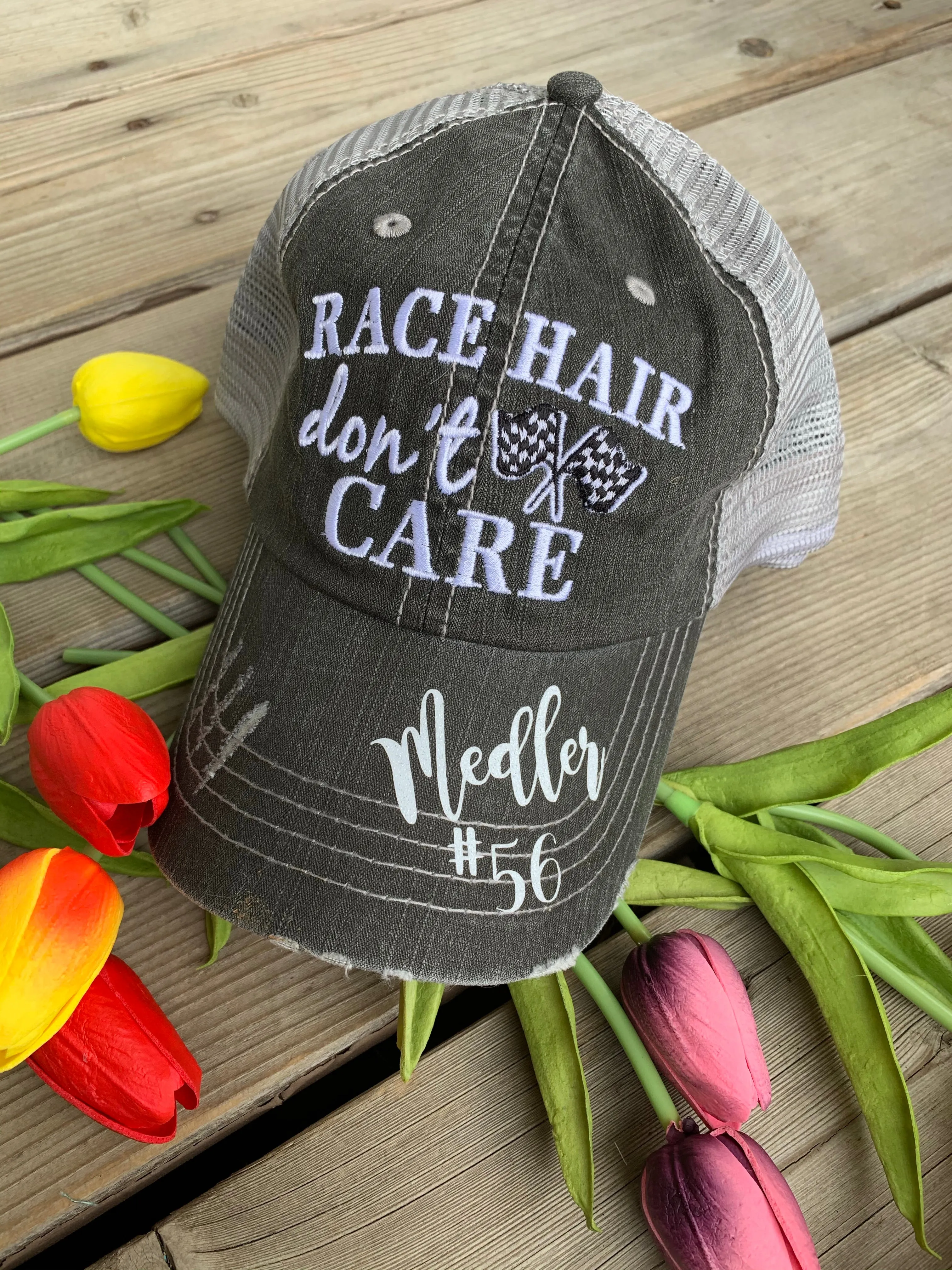 Motorcycle hats Biker hair dont care Embroidered trucker caps