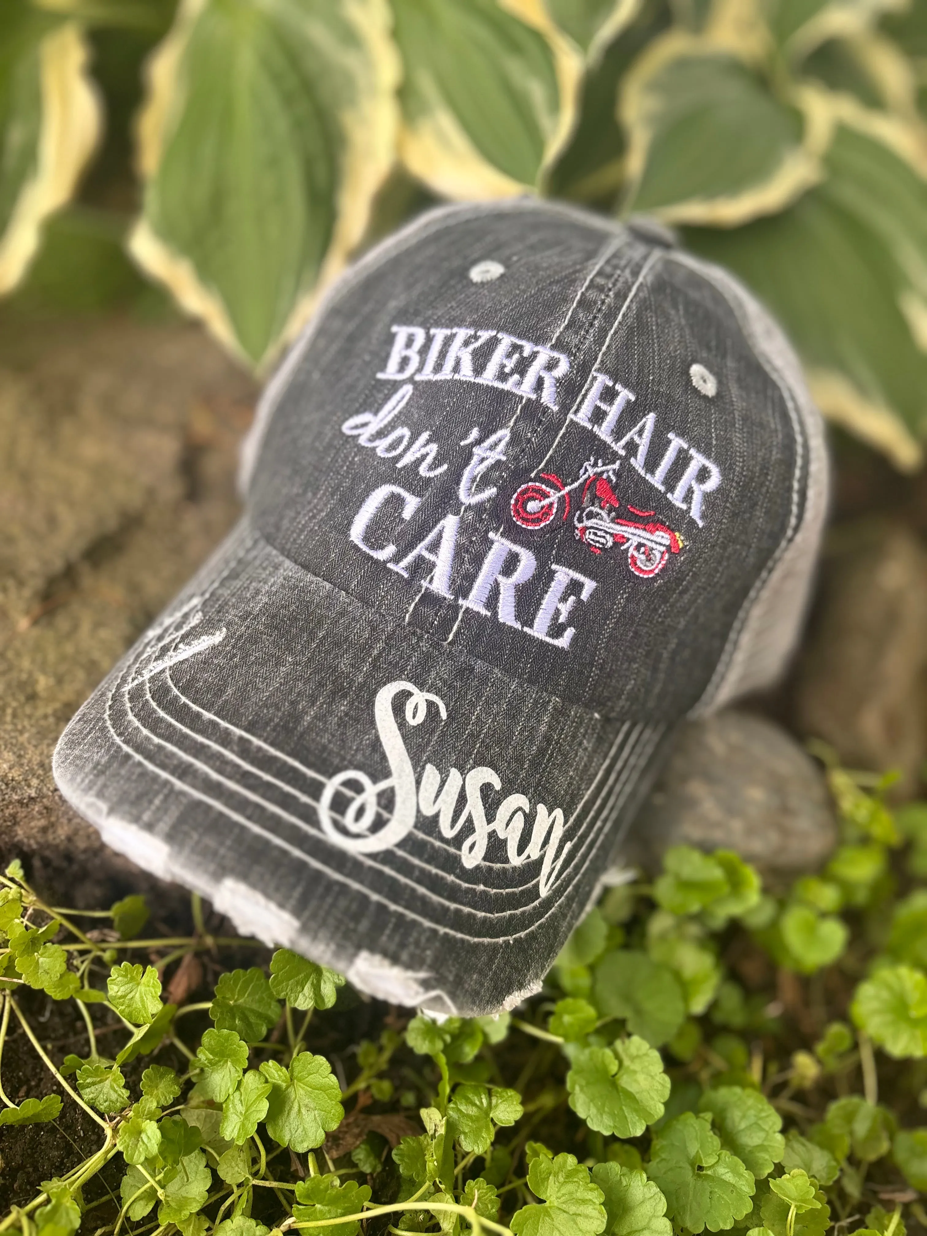 Motorcycle hats Biker hair dont care Embroidered trucker caps