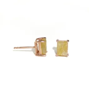 Natural Golden Rutilated Quartz Earrings Sterling Silver925 With Rose Gold Plated.