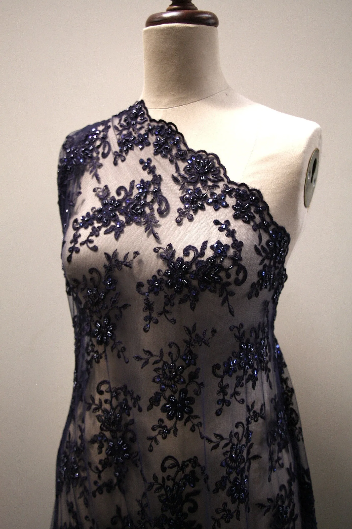 Nicola Embroidered Tulle - Navy