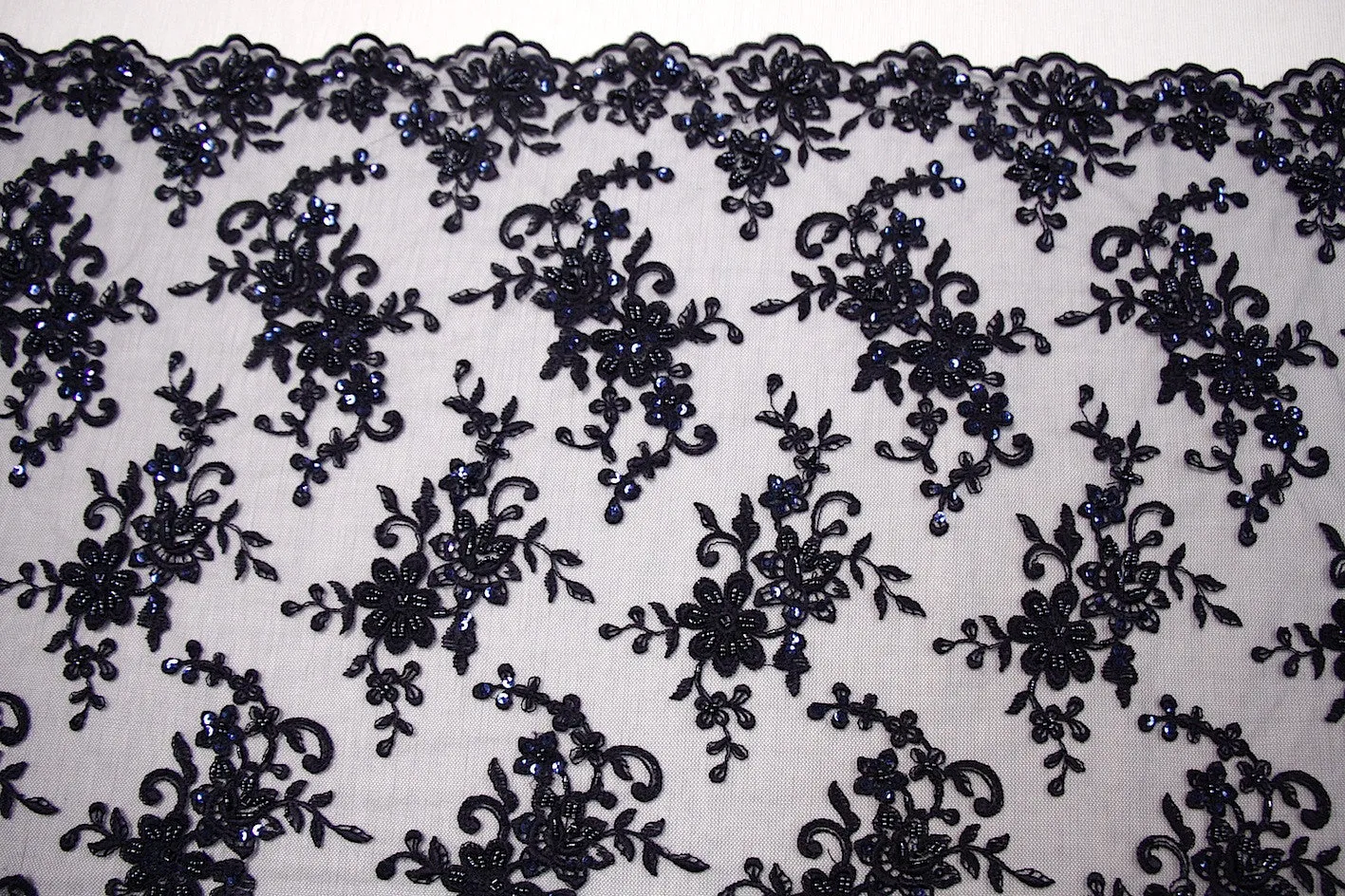 Nicola Embroidered Tulle - Navy